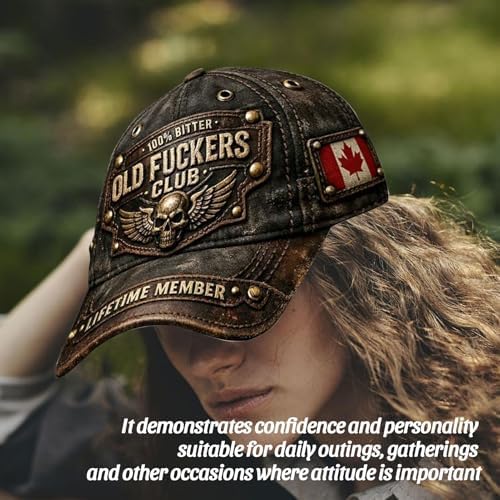 Paber Funny Old Fuckers Club Hat Vintage Baseball Cap, Adjustable Distressed Funny Hat for Men, Retro Style 100% Bitter Lifetime Member Embroidered Silver - 3