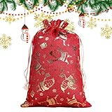 Maodom Weihnachts Süßigkeiten Tüten,Jute Goldfolie Wiederverwendbare Dekorationen,Weihnachtszeit Geschenkbeutel - Für Geburtstag Neujahr Kinder Erwachsene Familie Freunde Hochzeit Party Heiligabend