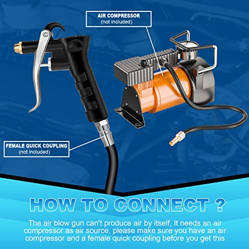 4 Pcs Industrial Air Blow Gun With Brass Adjustable Air Flow Nozzle Air Compressor Gun Steel Air Flow Extension Pneumatic Air Compressor Accessory Tool Dust Cleaning Air Blower Gun #TOP3