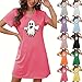 Women's Cute Ghost Print 2025 Halloween Nightgown Sleepshirt Short Sleeve Loose Tshirt Dress Soft Lounge Sleepwear