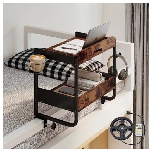 DongRong 2-Tier Bedside Shelf with Cup Holder