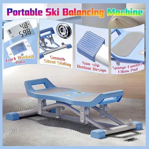 Plataforma Vibratoria Simulador de Esquí con Monitor LCD, Máquina de Esquí Interior Plegable con Bandas de Resistencia, Entrenador de Equilibrio para Torso y Ejercicio Integral, Capacidad 150 kg miniatura 6