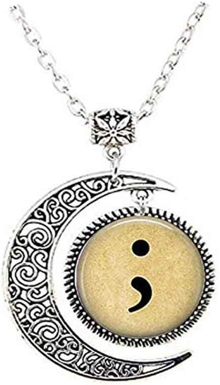 Semi Colon Necklace - Suicide Awareness - Semi Colon Jewelry - Semicolon - Depression - Awareness Jewelry Yellow