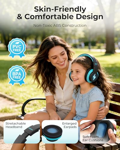 Image of seenda Kids Bluetooth Headphones Boys, Kids Wireless Headphones with 85 /94dB Volume Limited, 45H Playtime, 3 Lighting Modes, Built-in Mic, Over Ear Headset with Aux Cord for iPad /Tablet /Travel /School