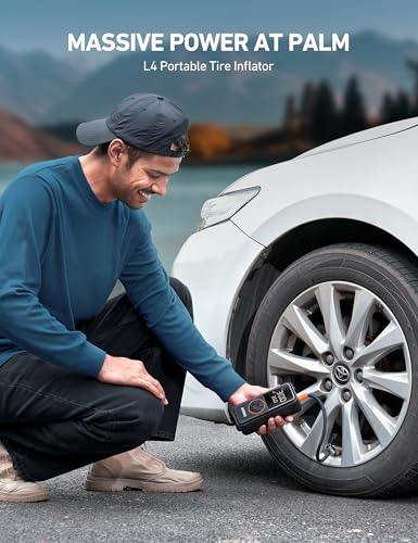 image for AstroAI L4 Tire Inflator Portable Air Compressor, 150PSI Portable Air 