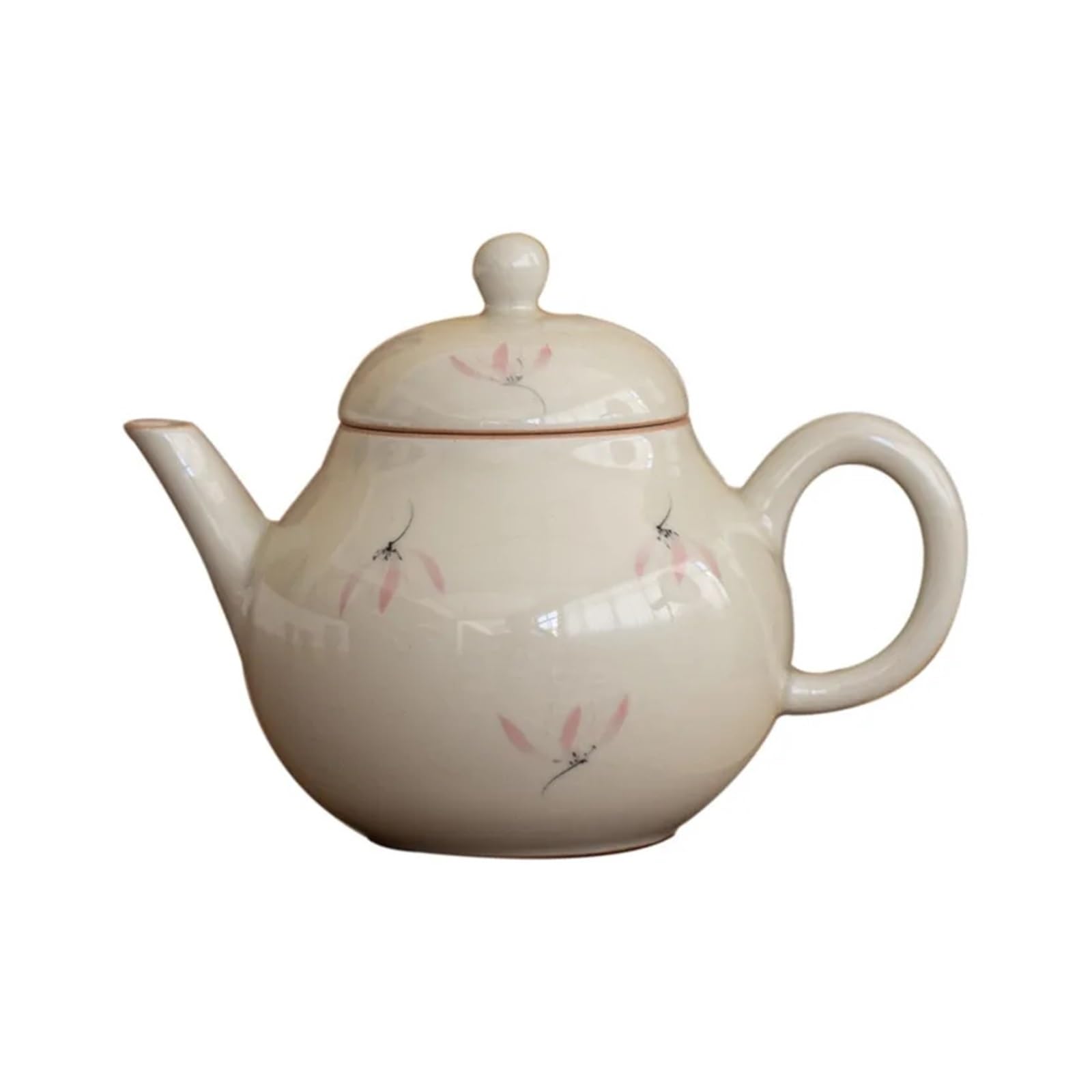 TYUHDUYUR Hand Painted Porcelain Teapot Chinese Ceramic Kettle Teapot Tea Ceremony SetTeaware Type (Beige As Shown)