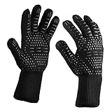 Angoily 2 Piezas guantes aislantes de calor guantes barbacoa guantes para barbacoa guantes antideslizantes soportes para macetas guantes de cocina golf de prevención de incendios Black