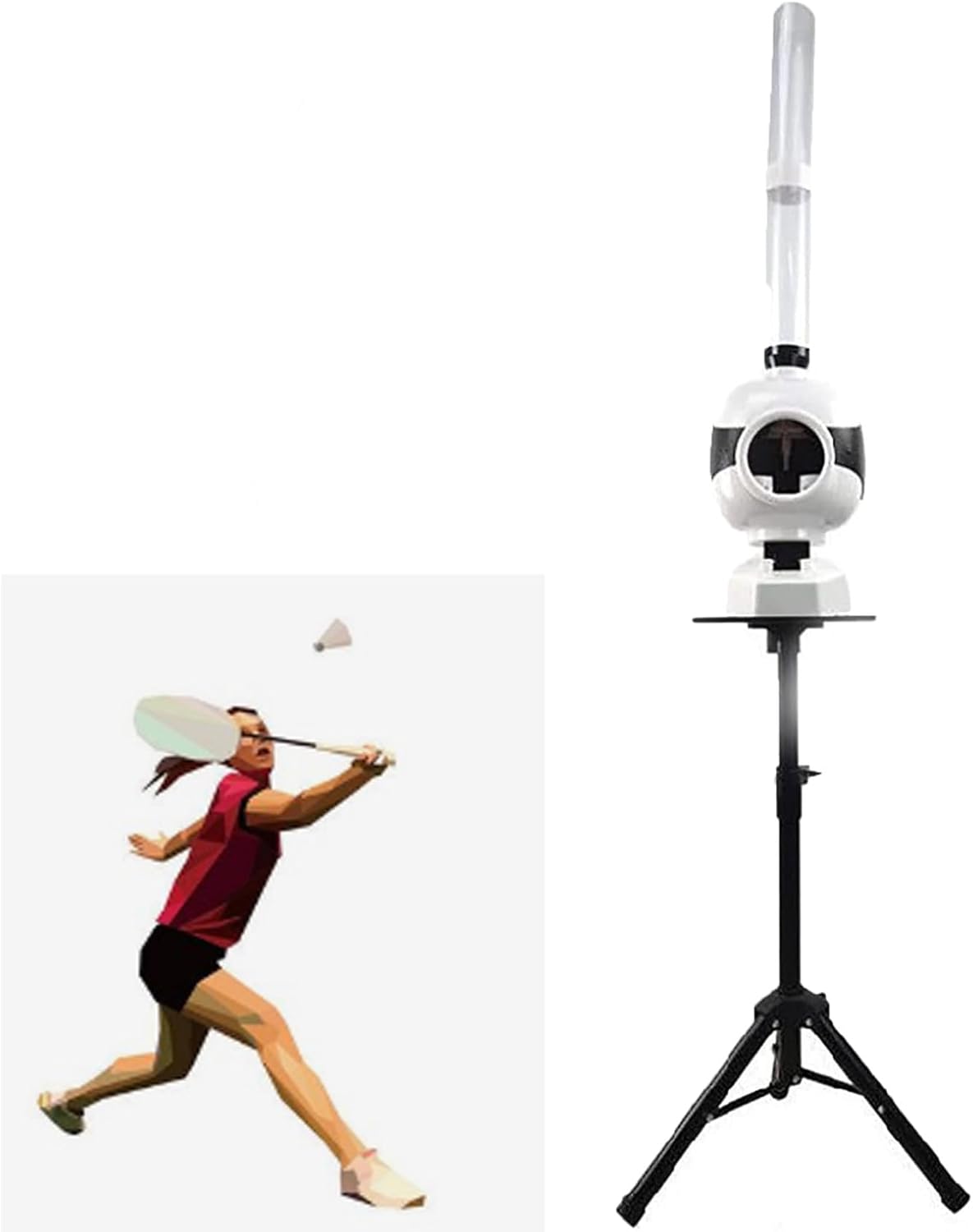 NYMFEA Portable Badminton Serve Machine, Automatic Badminton Pitching Machine Badminton Training Machine Automatic Shuttlecock Launcher Adjustable Angle for Home Solo Practice&Competition Training