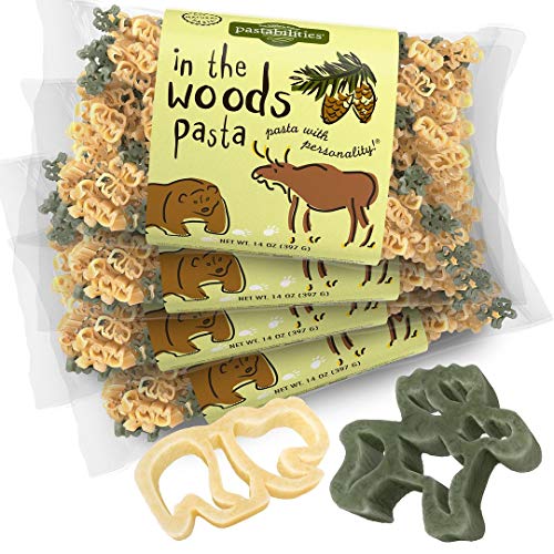 Pastabilities Fun Shaped Pasta for Kids - In the Woods - Fun Bear and Moose Animal Theme, Non-GMO Natural Wheat and Vegetable Pasta, All-Natural, Kosher Certified, Made in the USA, (4 Pack, 14 Oz)
