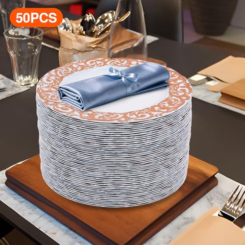 50 Pack Platos Cargadores Plástico Blanco 13 Pulgadas miniatura 6