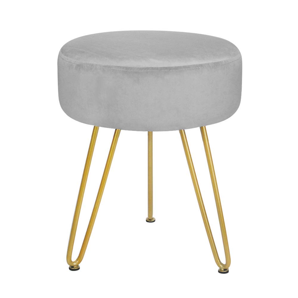 Buy Round Velvet Footrest Stool Ottoman Modern Upholstered Foot Stool