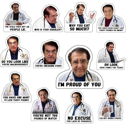 Dr Now Stickers 12 Pack Vinyl Gloss Decals 3 x 3 Inches Funny Dr Nowzaradan Quote Set for Water Bottles Laptops Journals Black