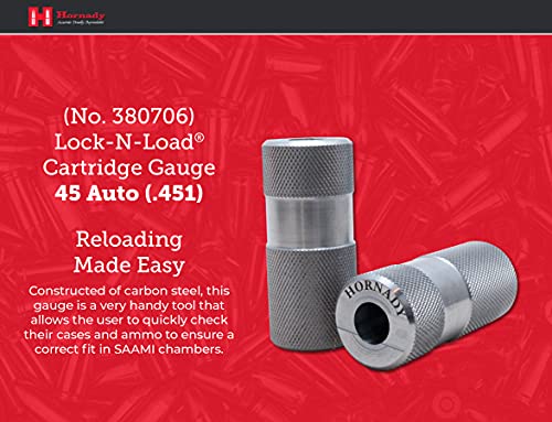 Hornady Lock-N-Load Cartridge Gauge 45 Auto, 380706 - Reloading Supplies To Help Check Cases & Ammo Specifications - Caliber Specific, Cylindrical Precision Steel Gauges Cut To Fit Saami Tolerances #TOP1