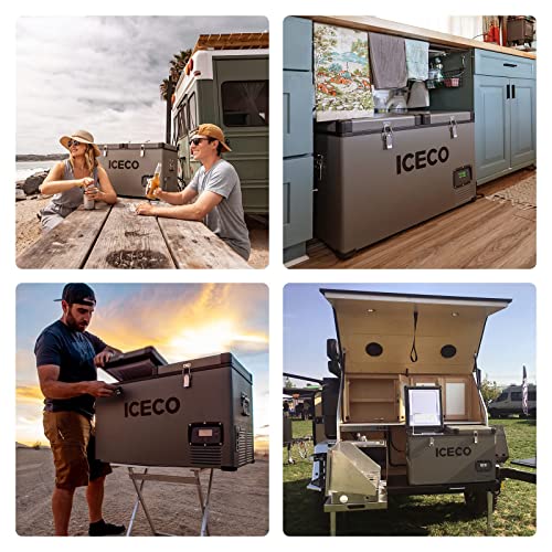 Iceco Vl65 68 Quart Dual Zone Portable Refrigerator With Secop Compressor, 65 Liters Deep Freezer, Dc 12/24V, Ac 110-240V, 0℉ To 50℉, Home & Car Use (Without Insulate Cover) #TOP5