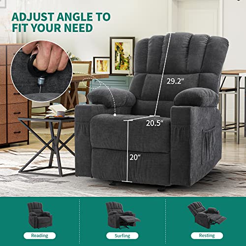 Yitahome Glider Rocker Recliner Chair With Massage And Heat, Fabric Power Recliner Chair Manual Rocking Recliner Chair With 2 Cup Holders, Usb Charge Port And Side Pocket,Grey #TOP5