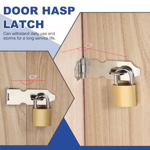 Image of PATIKIL 2.5 Inch Door Lock Hasp Latch, 2 Pack 304 Stainless Steel Security Padlock Latch Door Gate Lock Hasp with Screws for Gate Cabinets Shed Closet Lockers, Silver
