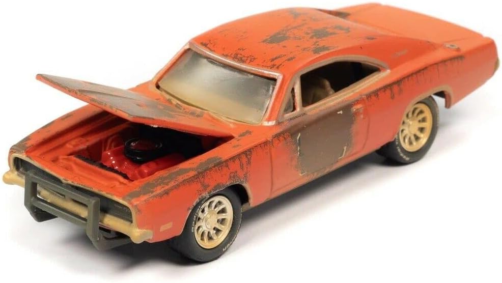 1969 Dodge Charger R/T Orange Barn Finds 1/64 Diecast Model Car