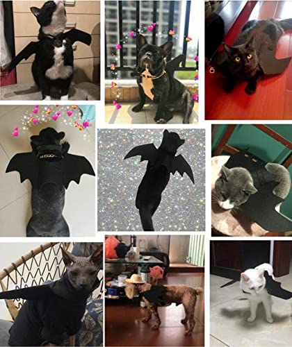 Pet Cat Bat Costume, Halloween Pet Costume Cat Bat Wings and Bat Mask Cosplay Pet Costumes Pet Apparel for Small Dogs and Cats