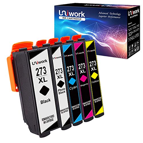 Uniwork 273XL Ink Cartridge Remanufactured for Epson 273XL 273 XL use in Epson XP-820 XP-810 XP-800 XP-620 XP-610 XP-600 XP-520 Printer, 5 Pack (1 Black, 1 Photo Black, 1 Cyan, 1 Magenta, 1 Yellow)