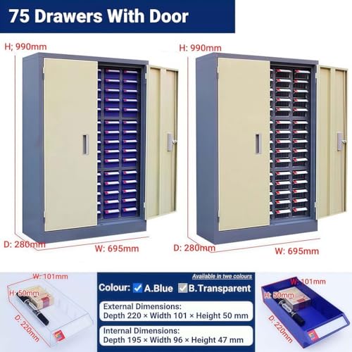 Organizzatore di parti - Armadio in acciaio inox con cassetti ed etichette per l'organizzazione di utensili e hardware