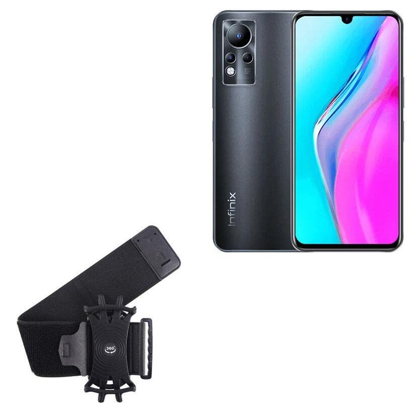 BoxWave Holster Compatible with Infinix Note 11 - ActiveStretch Sport Armband, Adjustable Armband for Workout and Running - Jet Black