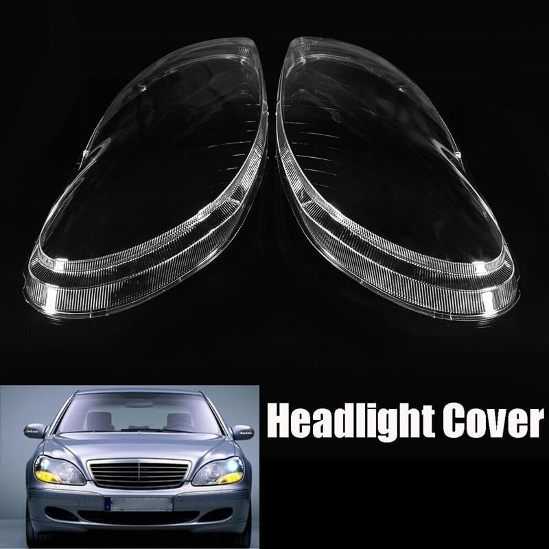 フロントガラススポイラ 2 個 ために ために S クラス W220 1998-2005 車のヘッドライトカバークリアレンズヘッドラ