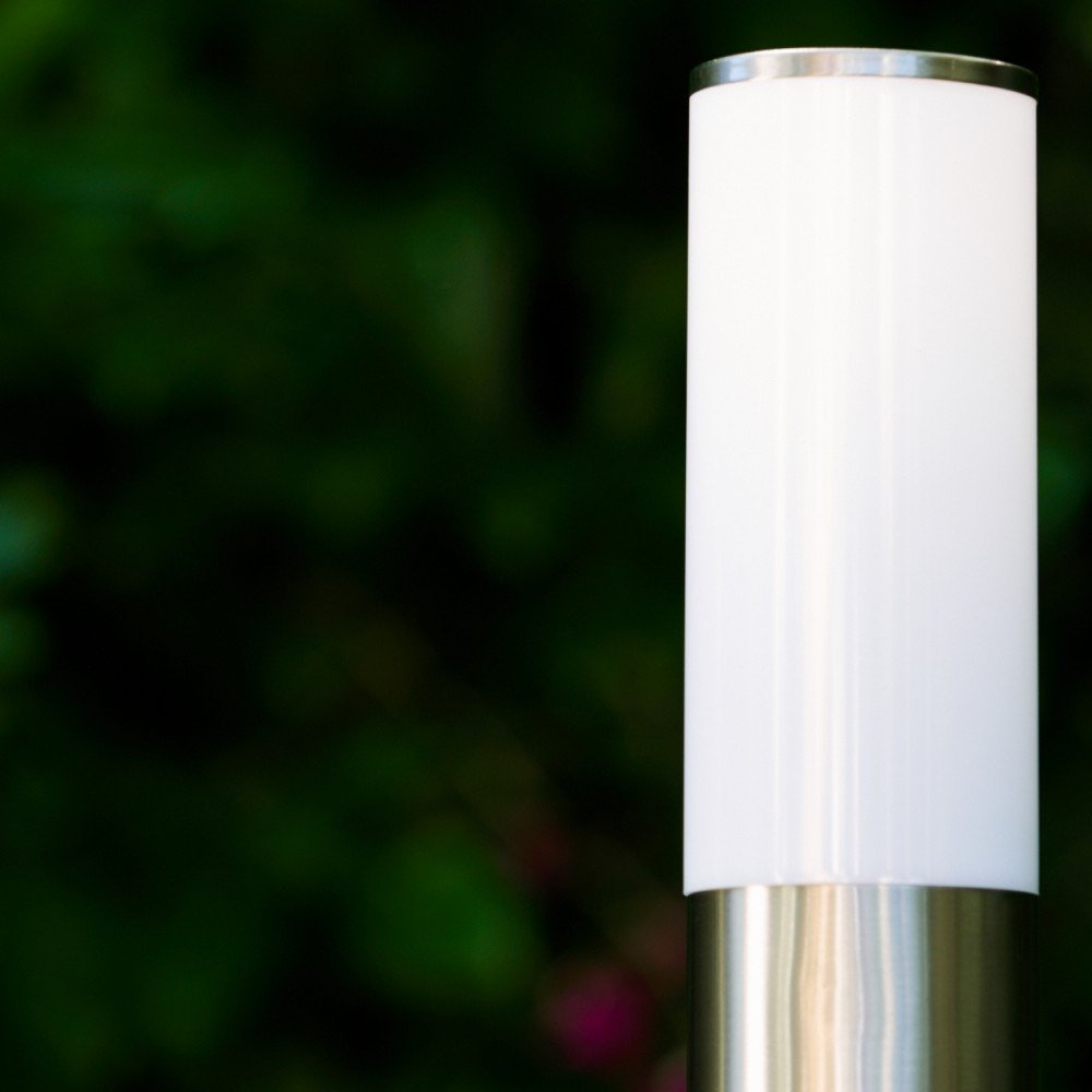 Lampada da esterno Caserta, lampada moderna con base in acciaio inox e dischi in plastica, luce di percorso 110 cm, lampada da giardino, E27, illuminazione da giardino IP44, senza lampadina/e