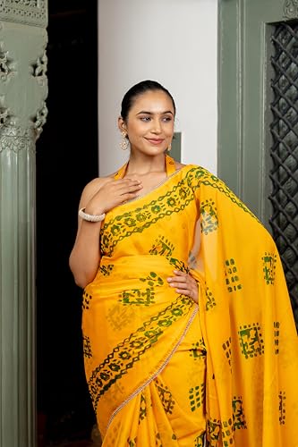 Image of MIRCHI FASHION Women Saree Chiffon Floral Printed | Breathable Festive Occasion Sari for Social Visits with Matching Blouse Piece
