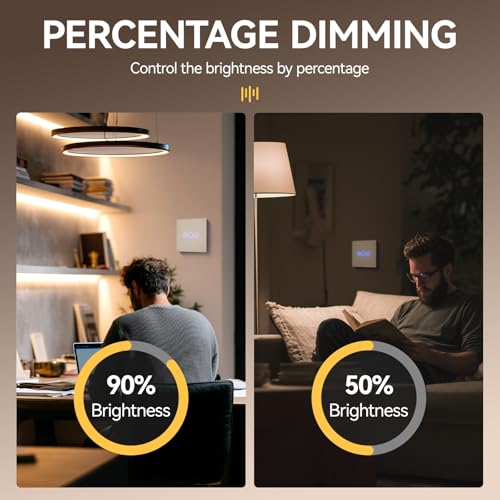 BSEED DimmSchalter für LED-Lampen, Touch Lichtschalter aus Glas, Non-wifi Schalter 700W 240V für eine perfekte Listimmungsvolle, 1 Fach 1 Weg Grau