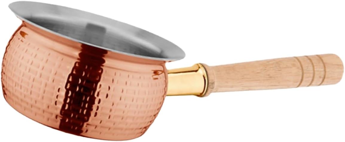 GLEAVI Oil Pot Stainless Steel Saucepan Milk Warmer Wood Handle Great for Friends