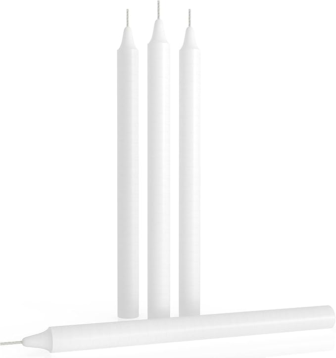 CANDWAX White Taper Candles Pack of 4 Straight Candles 10 inch Ideal as Unscented
