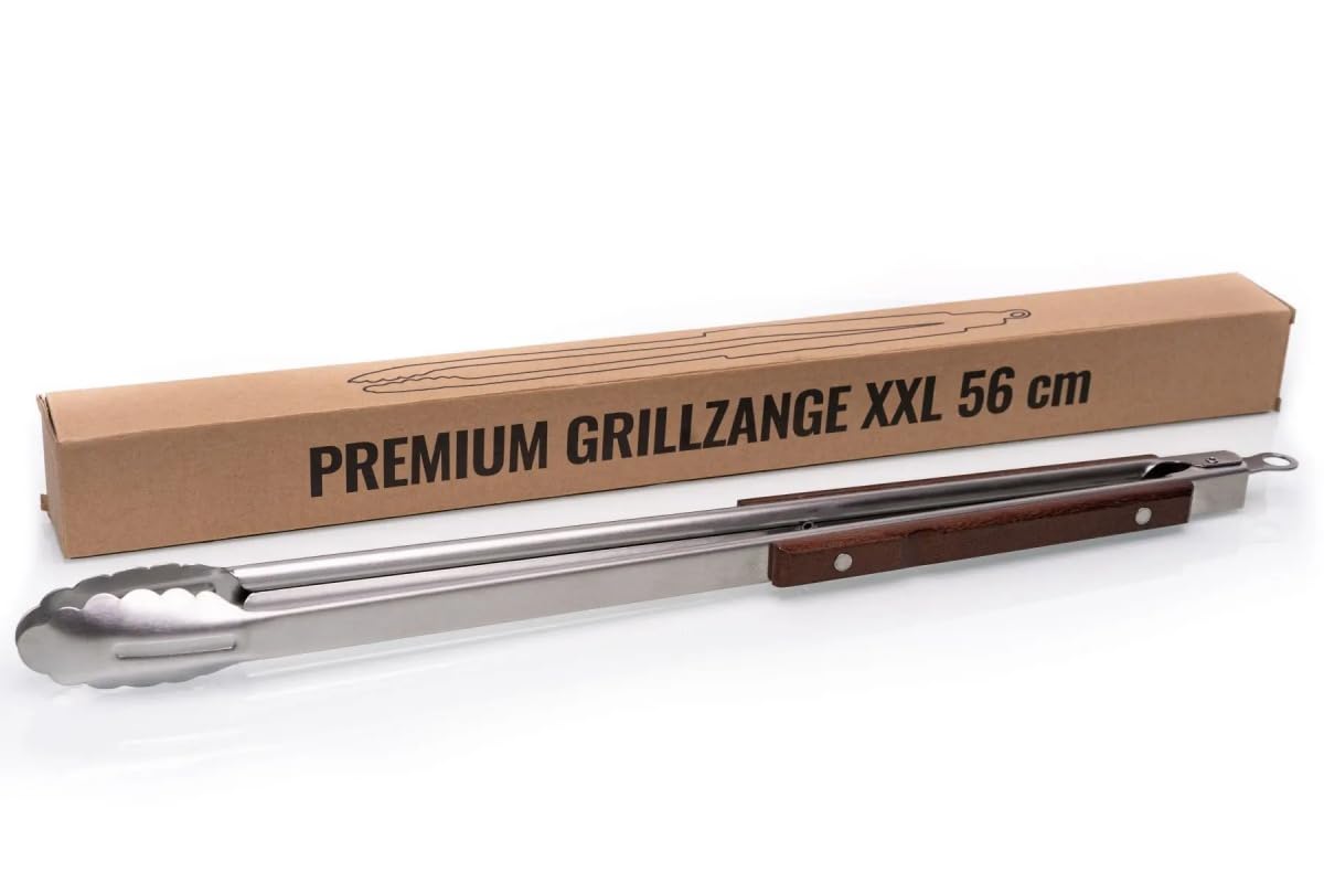 Pott & Flamme XXL 56 cm Grillzange mit Karabiner extra lang und sicher Küchen Besteck