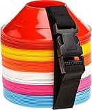 Sportsgear US Mini Soccer Cones Small Disc Cone for Agility Drills Training Practice Football Soccer Athletics Field Markers with Shoulder Strap