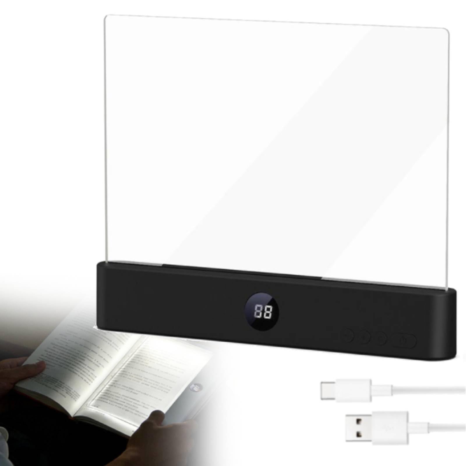 Smart LED Book Light, Rechargeable Clear Full Page Flat Reading Book Light with 3 Colors and Timer, Dimmable LED Panel Books Lamp Night Lights, Page Glow Reading Lights, for Readers, Women Men