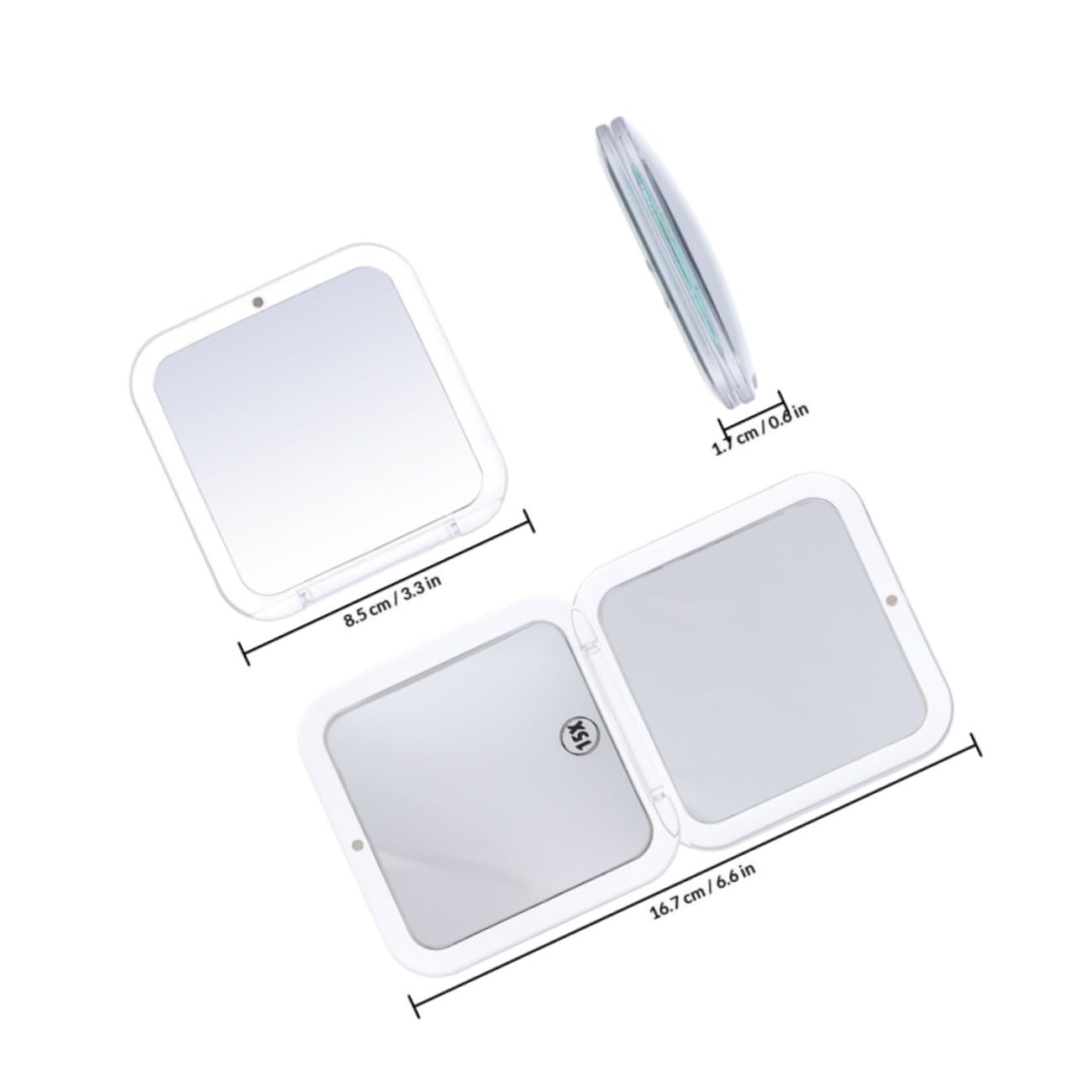 FRCOLOR 2pezzi Specchio Compatto Portatile Lati con Ingrandimento e Mini Specchio Tascabile per Trucco Pieghevole e Compatto per Borsa e Viaggio