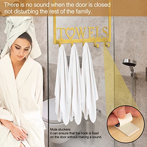 Weekseight Over The Door Towel Rack, Metal Bath Towel Holder Hanger For Bathroom Bedroom Door Hanging Towels Bathrobe Robe, Towel Hooks For Bathrooms (5 Hooks Gold) #TOP5