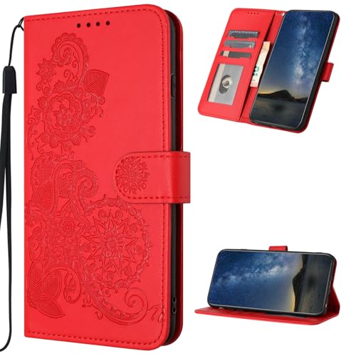 Rfvzubemok Compatible with Huawei P10 (2017) Case,Compatible with Huawei P10 (2017) Magnetic Flip Phone Cover Red