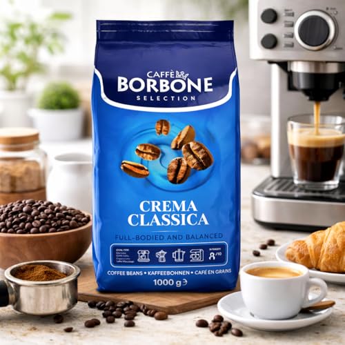 Image of Caffe Borbone Crema Classica Whole Bean Coffee, Arabica and Robusta Blend, Medium Roast, 2.2 lb Bag (Pack of 2)