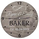 11 Inch Custom Made Wooden Anniversary Clock - Personalized for Married Couple with Infinity Symbol