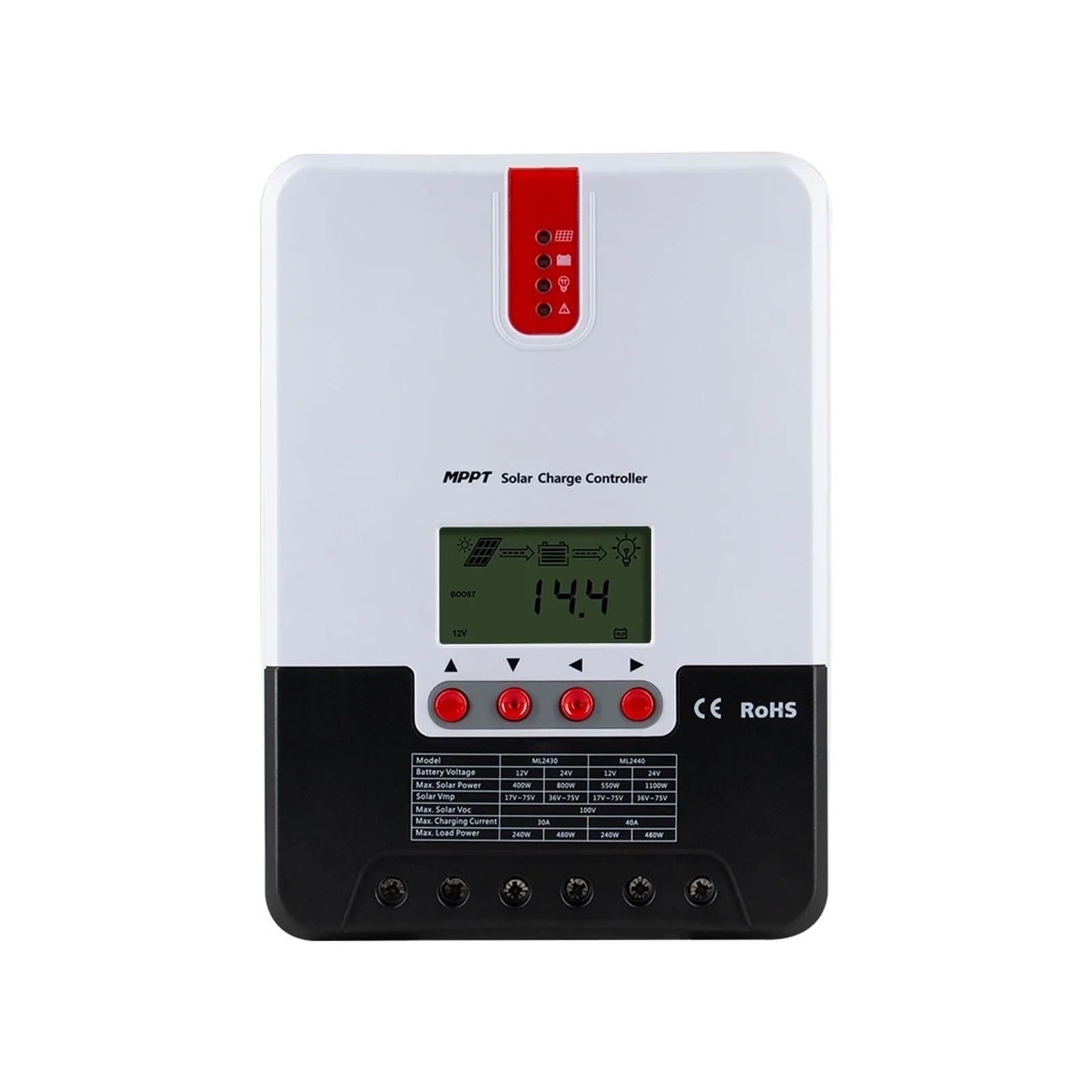 Régulateur solaire MPPT 40A 12V 24V contrôleur de charge automatique PV max 100VDC ML2440