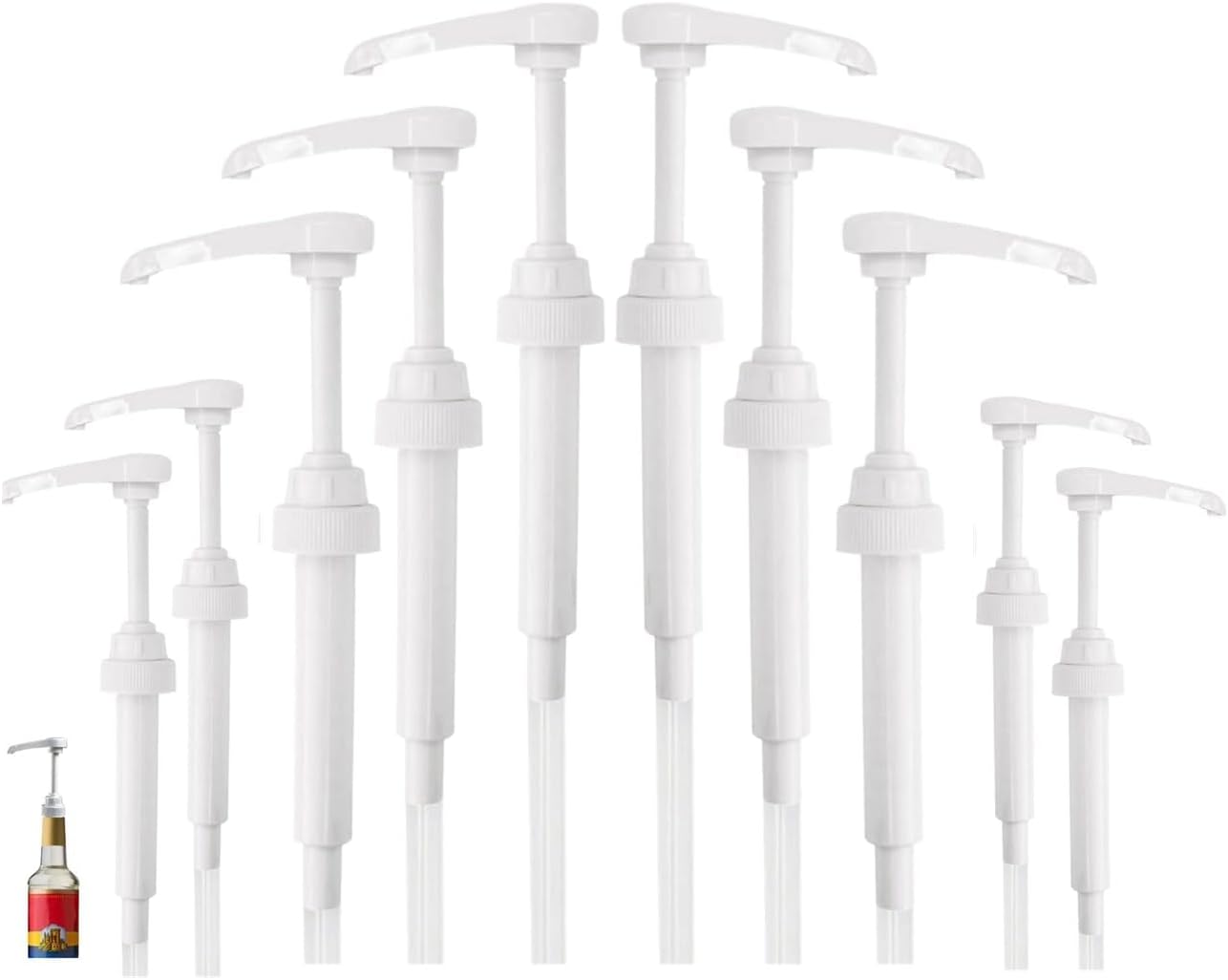 Syrup Pump, 10Pack Coffee Syrup Dispenser Pump, Syrup Pump Dispenser Flavor Syrup Pump Caramel Syrup Pump Replacement for adding syrup to Coffee,Tea, Soda, and cocktails (White-10)