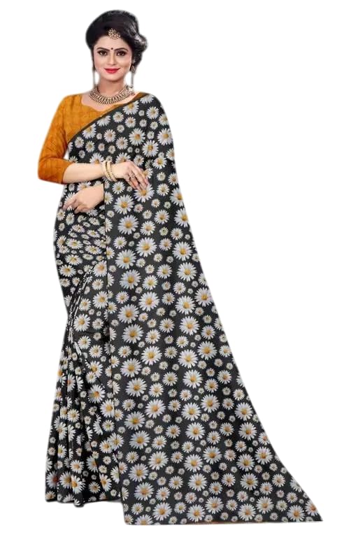 SACCHIYAY GOERGETTE SAREE WITH UNSTITCHED BLOUSE SUN FLOWER-picture-28