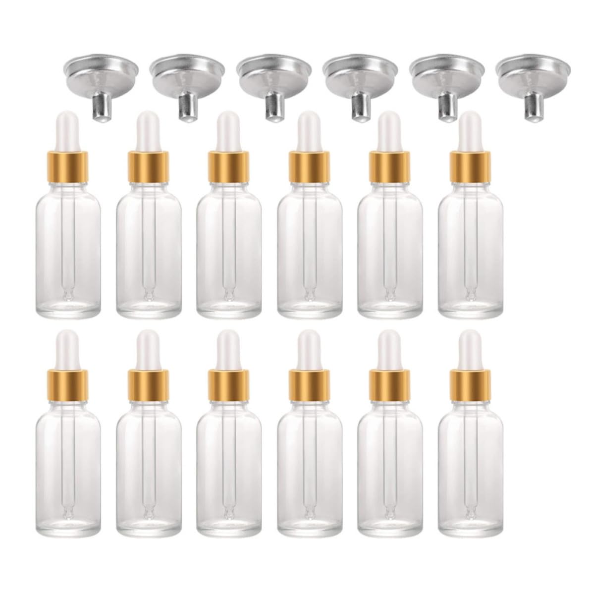 24 Pezzi Flacone Contagocce in Vetro Trasparente da 30ml con Pipetta e Imbuto in Acciaio Inox Riutilizzabile per Oli Essenziali Cosmetici e Cura del Viso in Viaggio