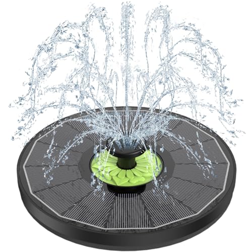 SZMP Solar Springbrunnen, 3.5W Glas Solar Teichpumpe mit 7 Düsen & 4 Fixe Rohre Solar Wasserpumpe Solar Schwimmender Solarbrunnen für Garten, Teich, Vogel-Bad (Schwarz)