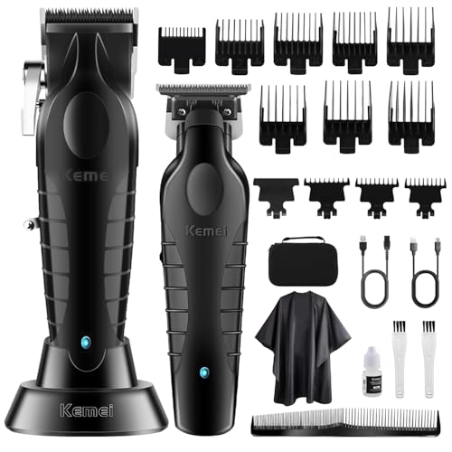 KEMEI Juego de cortapelos profesional y recortadora,cortadora de pelo inalámbrica para hombres,recortadoras eléctricas de peluquería,kit de corte de pelo recargable,recortadoras de contorno de,Negro