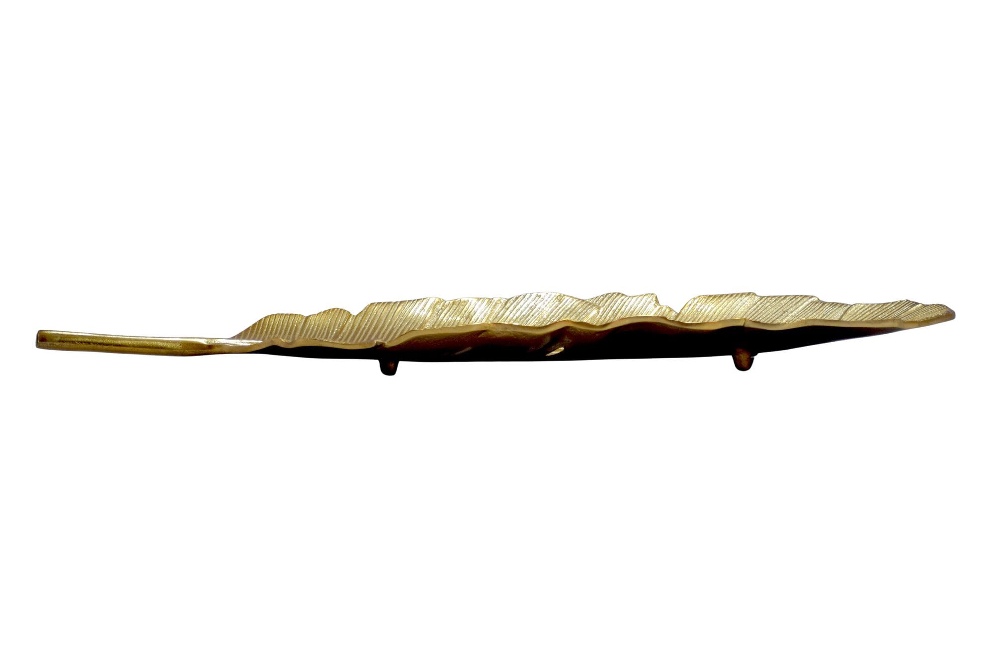 Wohnling Dekoschale Blattform 60x18x4 cm Aluminium Gold