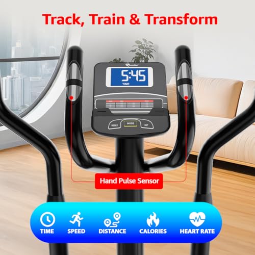 PowerMax Fitness EH-350S Elliptical Cross Trainer for Home Gym | 120KG Max User | 6KG Flywheel | 8-Level Magnetic Resistance | Adjustable Seat, LCD Display | Quiet Belt Drive for Full Body pro Workout - Image 5 of 5