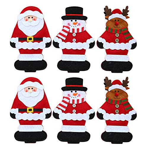 Semen Porte-Couverts Serviette Couteaux Forme de Costume Père Noël Décoration (Taille Unique, Lot de 6) Cover