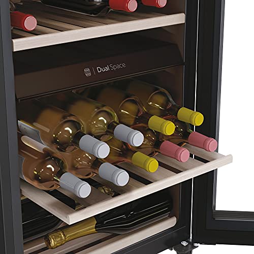 Haier Wine Bank 50 Serie 7 Cantinetta Vino Doppia Temperatura, 42 Bottiglie, Vetro Anti-UV, LED 3D, Controllo tramite App, Libera Installazione, Classe G, 49,7 x 58,5 x 82 cm, Nera - HWS42GDAU1 - immagine 6
