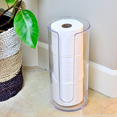 Youngever Plastic Toilet Paper Holder Stand, Clear Toilet Tissue Rolls Holder, Compact Toilet Tissue Rolls Organizer #TOP3